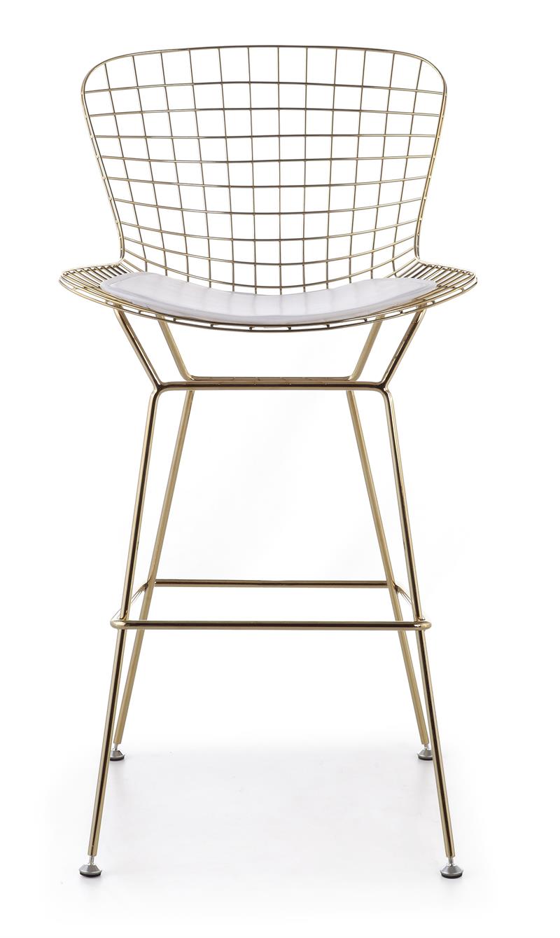 Wire Counter Stool with Seat Pad Wireback Modern Mid Century Mesh Bar Stool Gold 