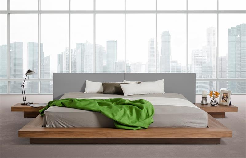 Japanese Style Platform Bed - Frame: Wenge, Walnut, Black, Glossy